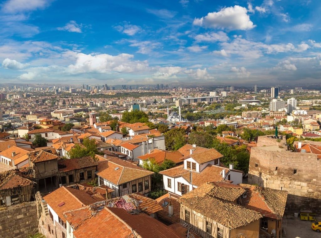 Panoramic aerial view of Ankara, Turkey in a beautiful summer day