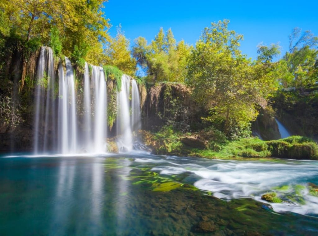 Duden waterfall park in Antalya city in Turkey